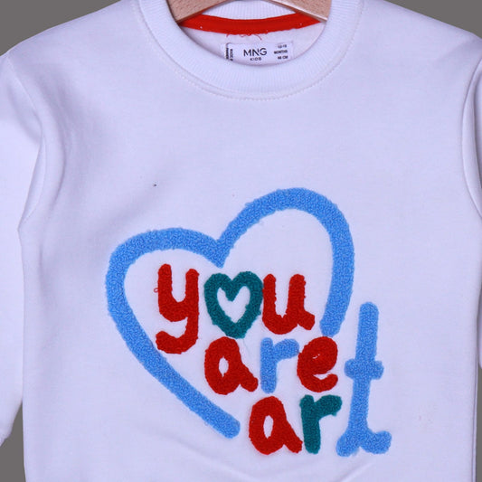Embroidered Sweatshirt – Heart Design with “You Are Art”
