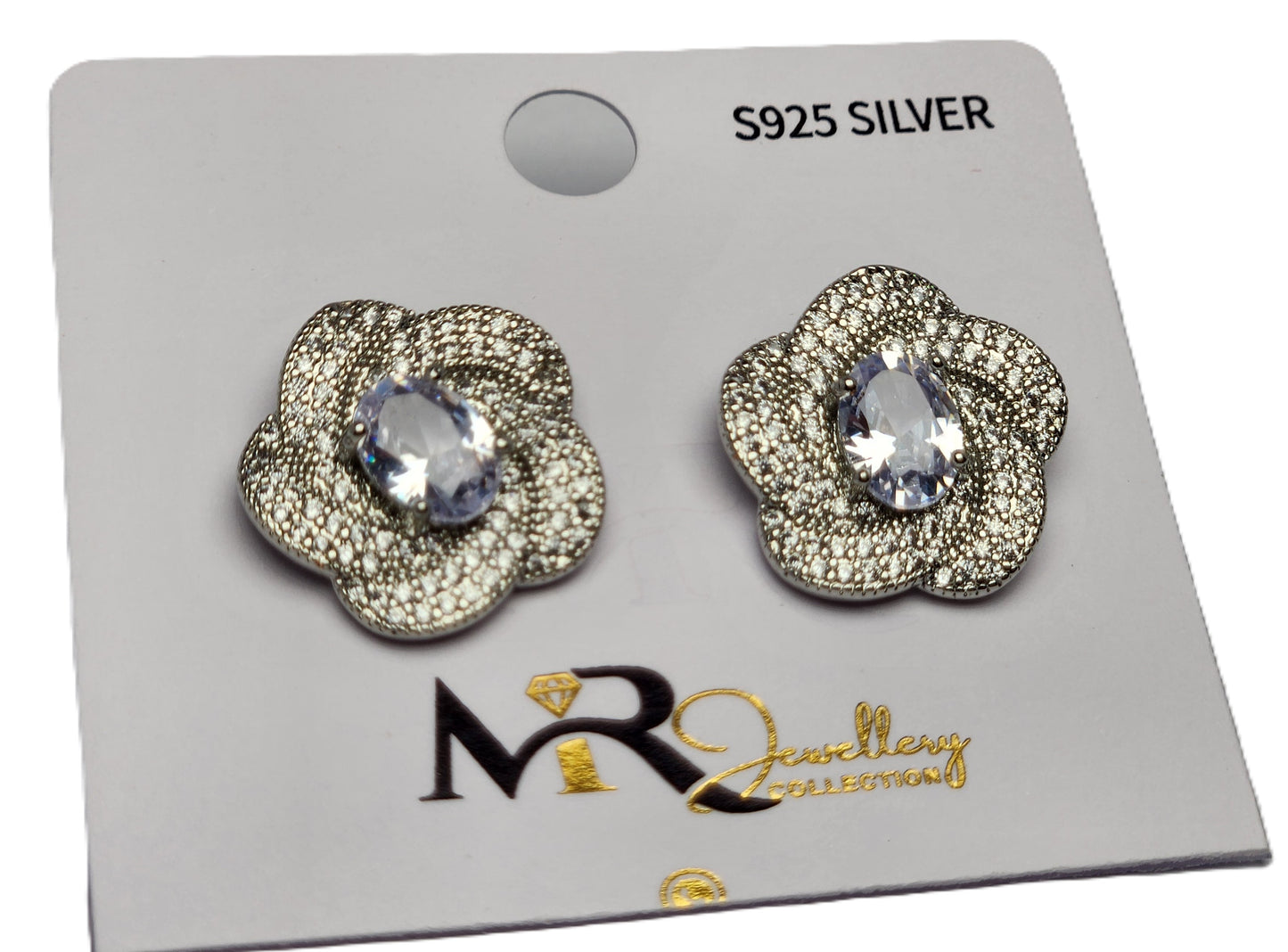 Round Star-Shaped Earrings with Center Stone & White Crystal Accents – Elegant Fashion Jewellery