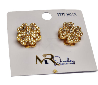 Heart-Shaped Rotating Earrings with White Crystal Accents – Romantic Jewelry