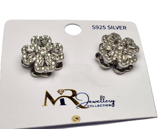 Heart-Shaped Rotating Earrings with White Crystal Accents – Romantic Jewelry