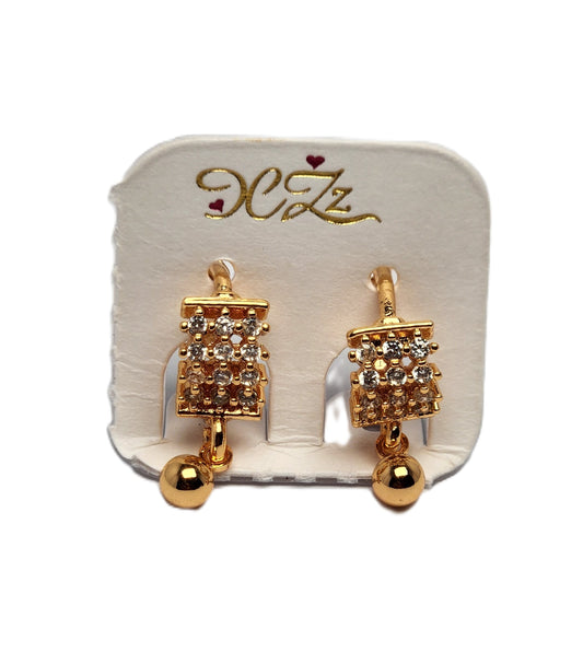 Square Shaped Stone-Studded Earrings