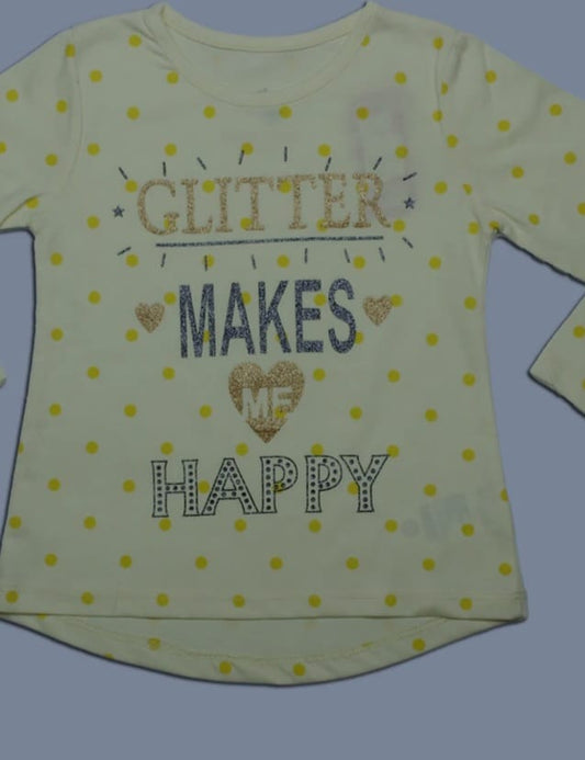 Girls yellow Full Sleeves T-Shirt
