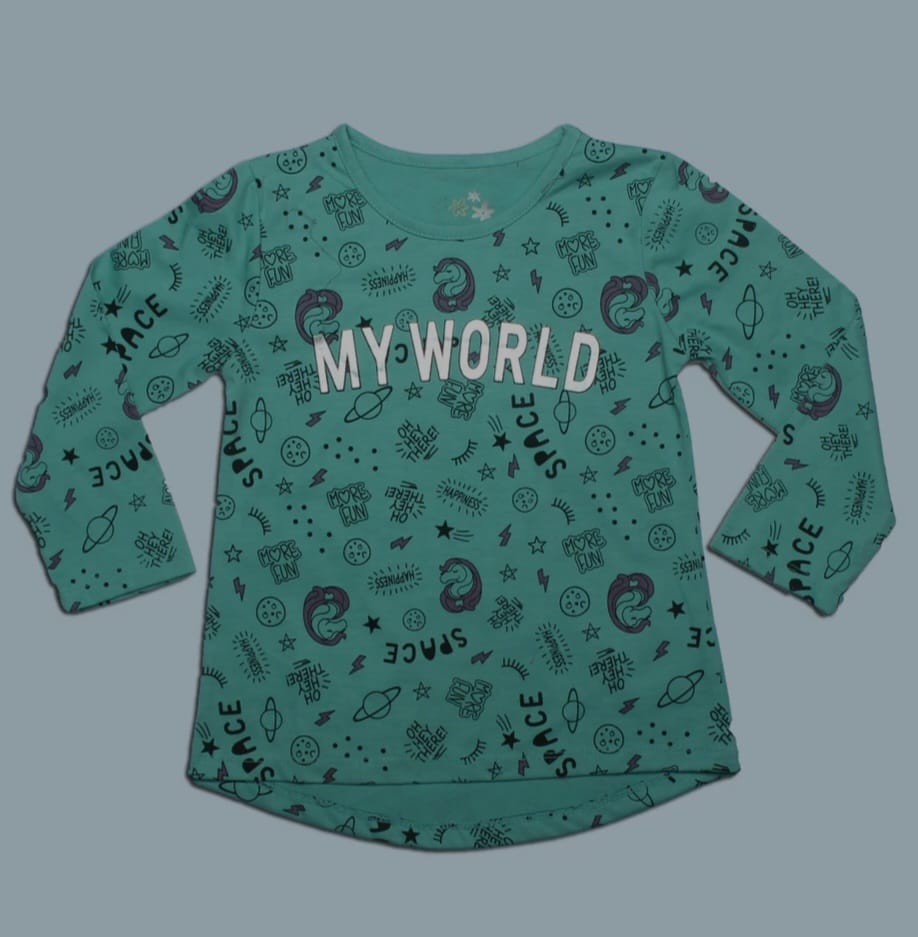 Girls Printed Full Sleeve T-Shirt