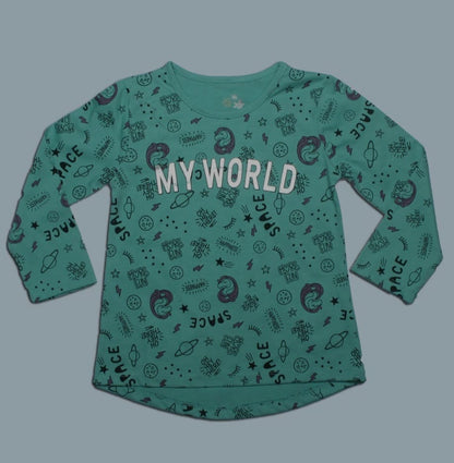 Girls Printed Full Sleeve T-Shirt
