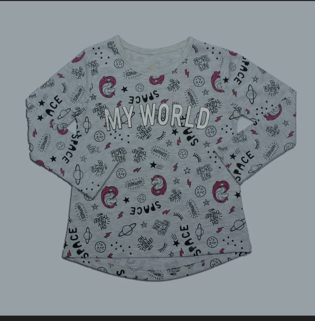 Girls Printed Full Sleeve T-Shirt