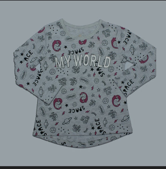 Girls Printed Full Sleeve T-Shirt