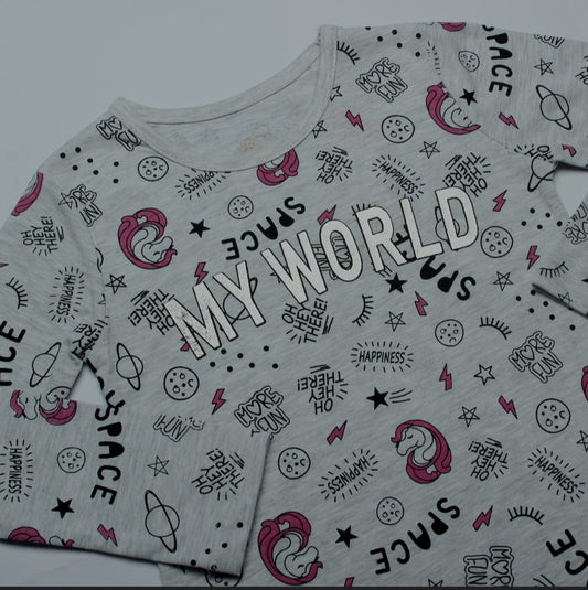 Girls Printed Full Sleeve T-Shirt