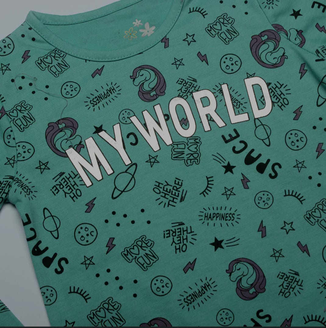 Girls Printed Full Sleeve T-Shirt