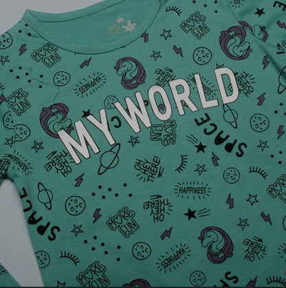 Girls Printed Full Sleeve T-Shirt