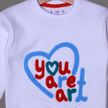 Embroidered Sweatshirt – Heart Design with “You Are Art”