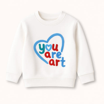 Embroidered Sweatshirt – Heart Design with “You Are Art”