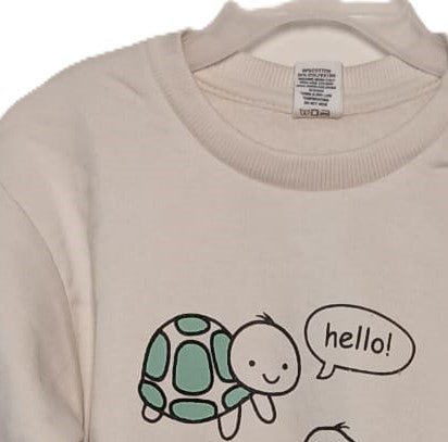Cozy Sweatshirt with Hello Turtle Print – Fun & Casual Style